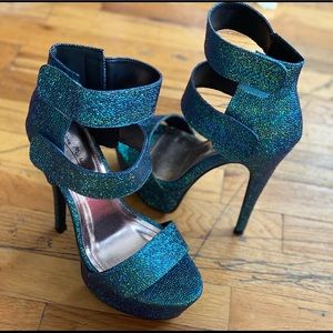 Mermaid green platform heels